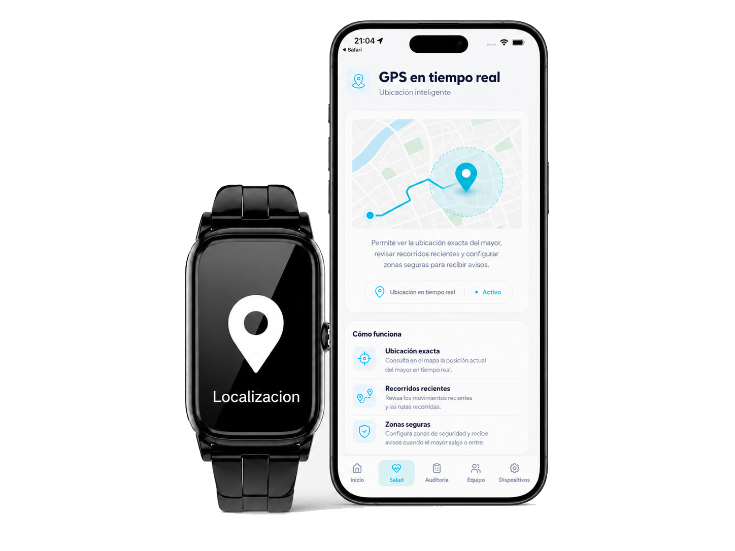 GPS en tiempo real CareBridge en reloj y app
